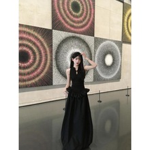 新中式国风黑色背心连衣裙设计超好看长裙赫本风感小黑裙
