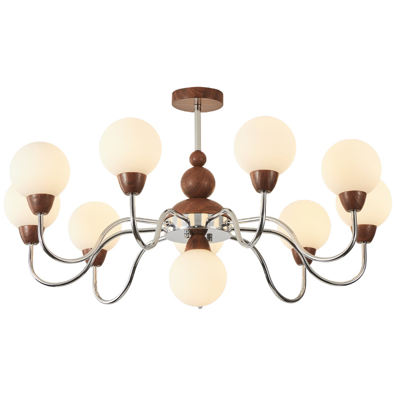 Lámpara de la sala de estar de estilo medieval Bauhaus retro frijoles mágicos luces de comedor de alto nivel de color nuez lámpara Zhongshan 731L