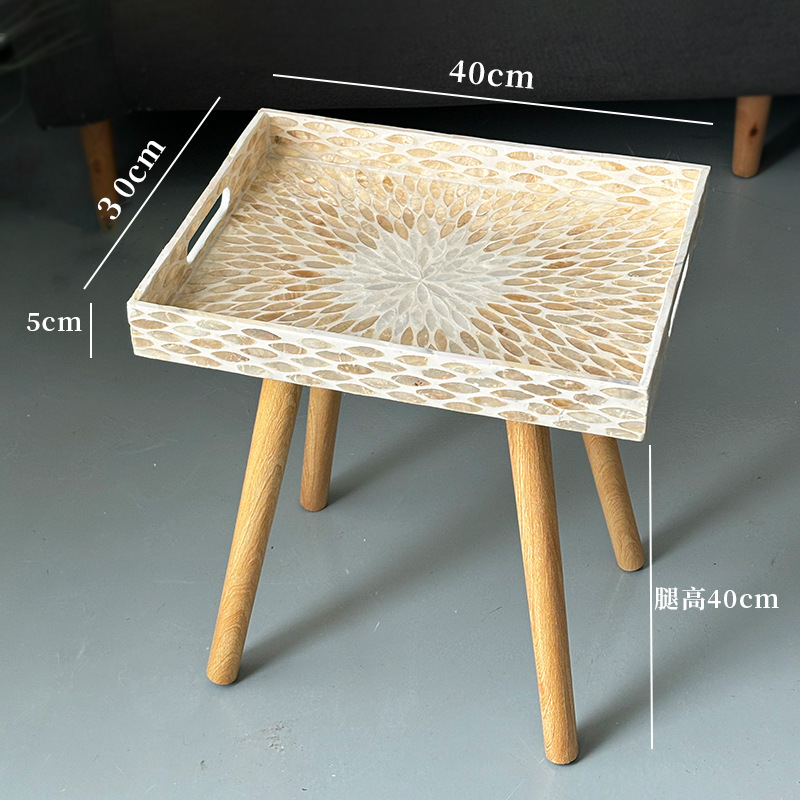 Mesa de té de madera sólida, mesa de té de madera sólida, sofá de salón, mesa redonda de balcón, mesa de té de almacenamiento en el hogar