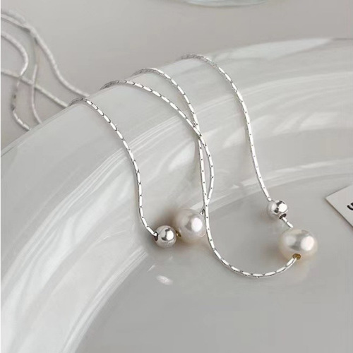 925 silver-plated pearl clavicle chain niche design light luxury necklace new hot style high-end sense