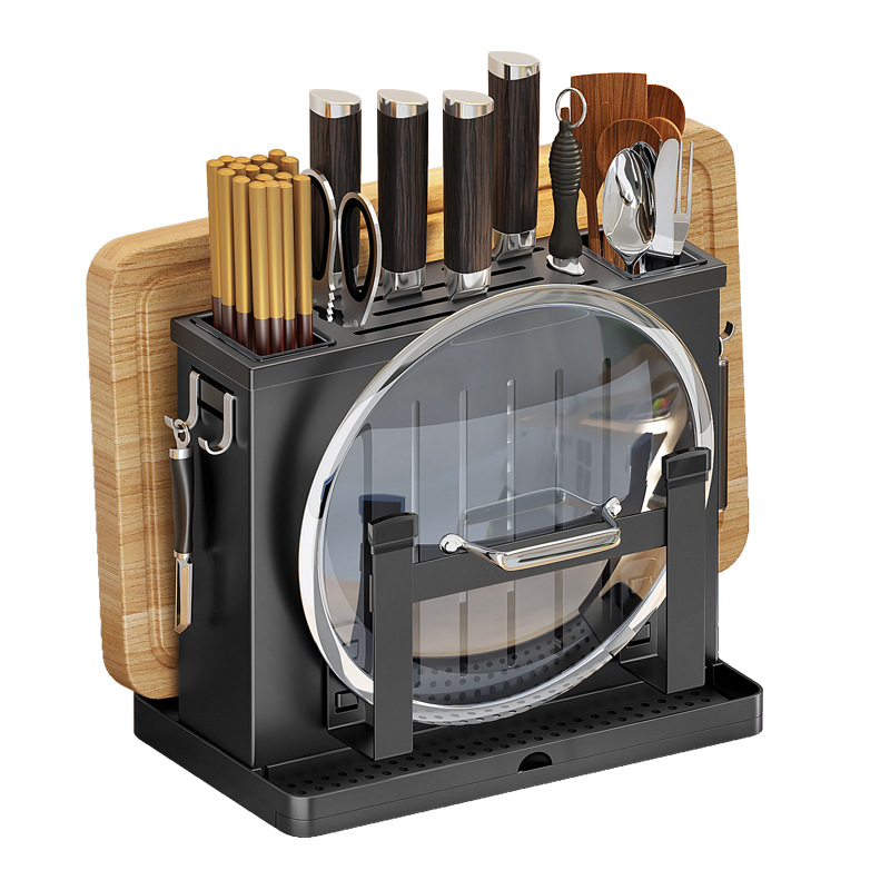 Soporte de cuchillo de cocina transfronterizo Soporte de palillos sin perforador montado en la pared Estante de almacenamiento de acero inoxidable 304 Soporte de cuchillo de cocina