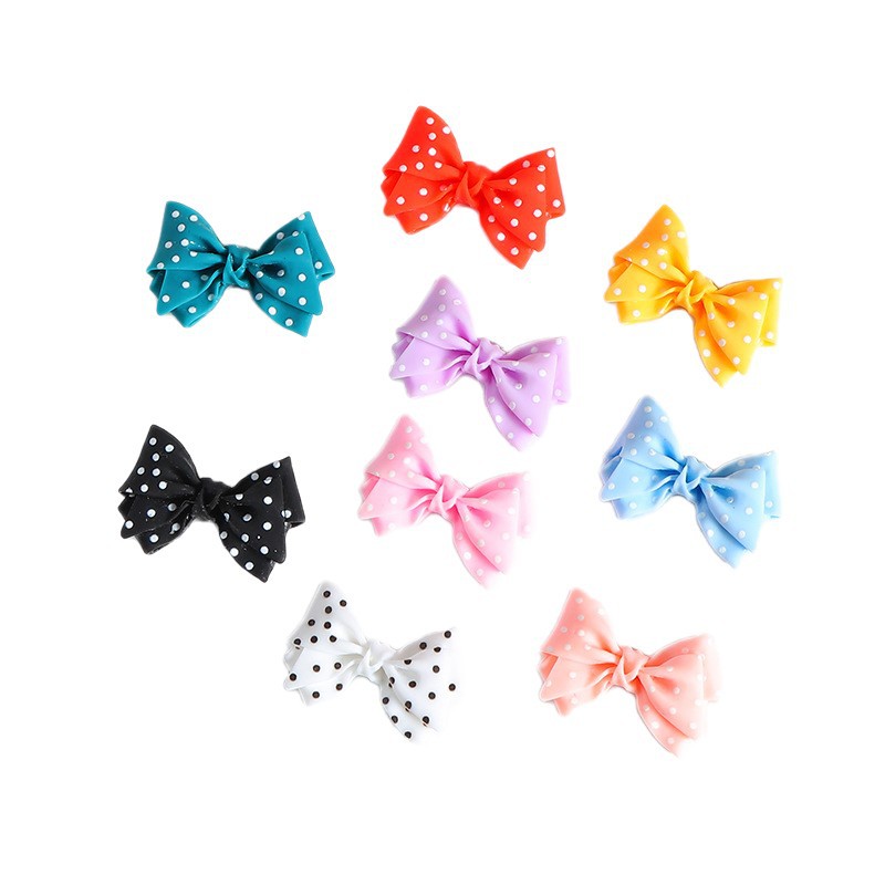 Matte Wave Dot Bow Tie Bow Resin Small Accessories Handmade DIY Cream Glue Refrigerator Sticker Hole Shoes Buckle Jewelry
