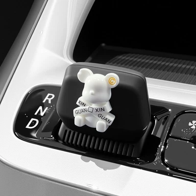 Car interior film, Gear Button Cute Silicone - star-wish-mysterious-black-trendy-bear-gear-shift-cover