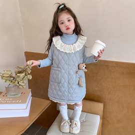 女童连衣裙秋冬套装2025新儿童宝宝夹棉加厚女孩背心裙冬季两件套