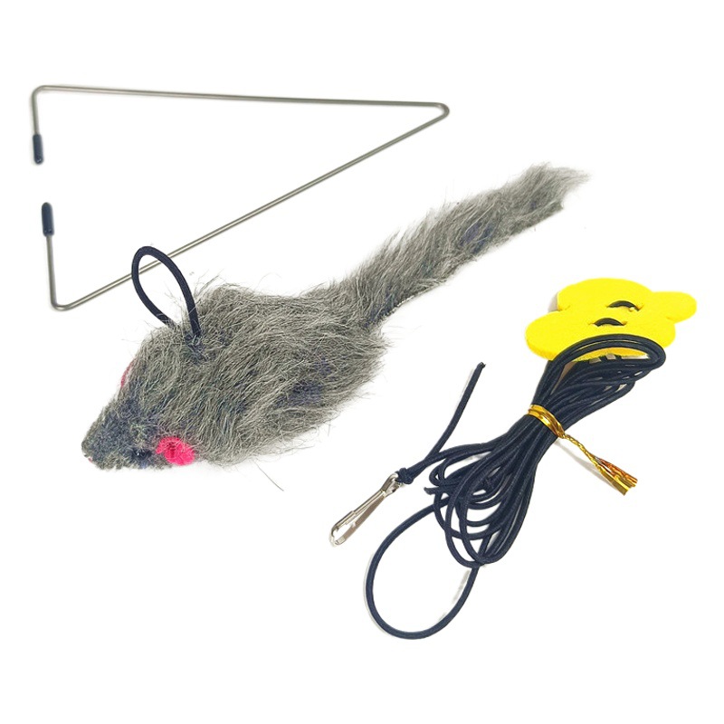 Transfronterizo popular clip de triángulo colgando puerta ratón divertido gato juguete columpio ratón divertido gato palo colgante elástico gato juguete