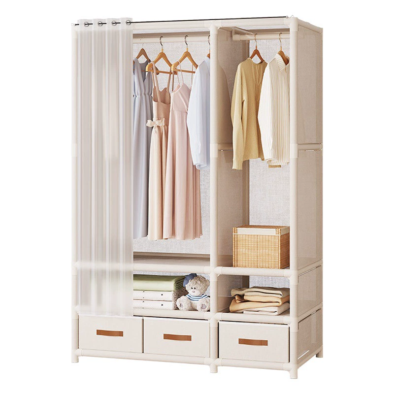 Гардероб Домашняя спальня Простой Собранный пылезащитный шкаф Смелый утолщенный шкаф для хранения Отделочная полка для шкафа для арендной комнаты