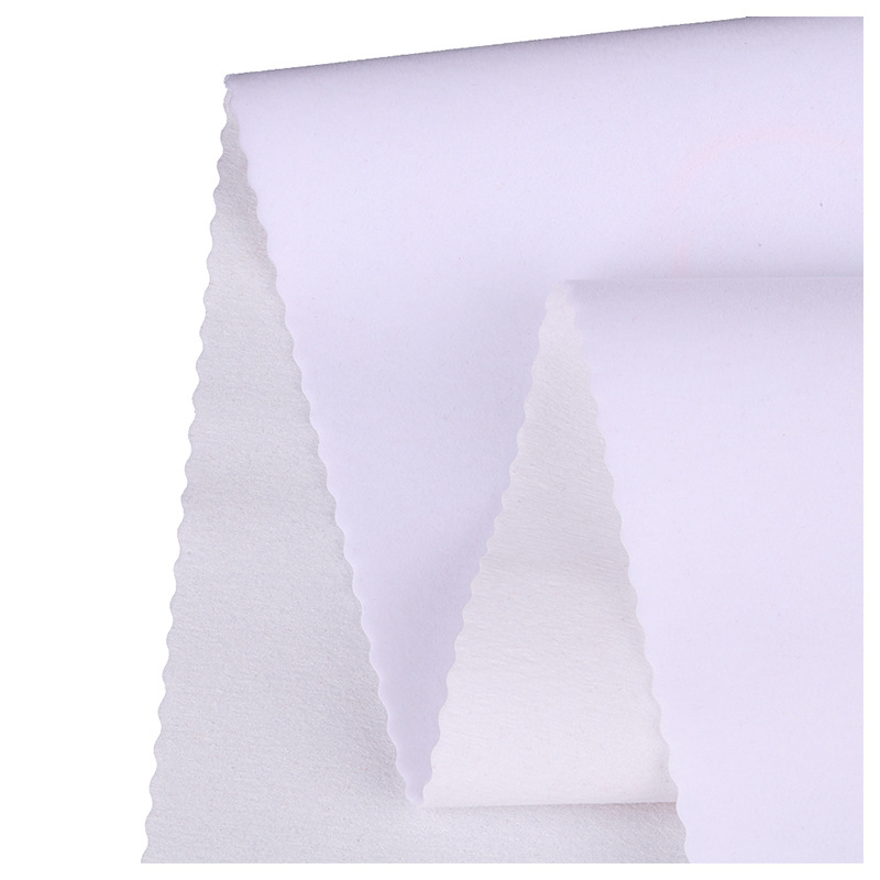 现货白色水刺底长毛绒布首饰盒植绒布可带胶分切