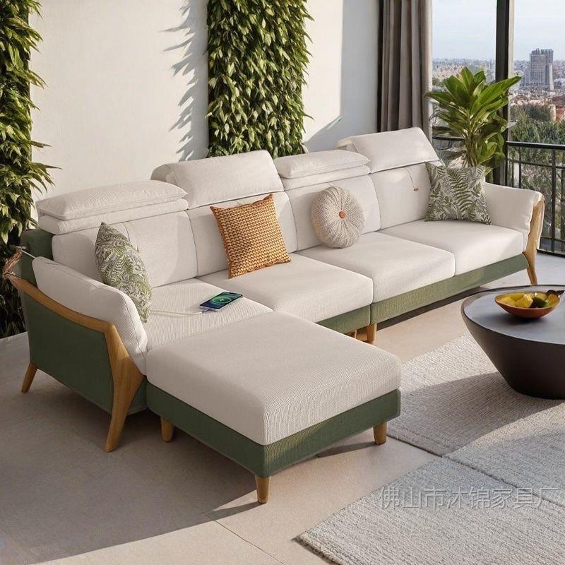 25 Years New Fabric Sofa Cotton and Linen Removable and Washable Living Room Modern Simple Log Mid-Century Style Sofa Large and Small Sizes