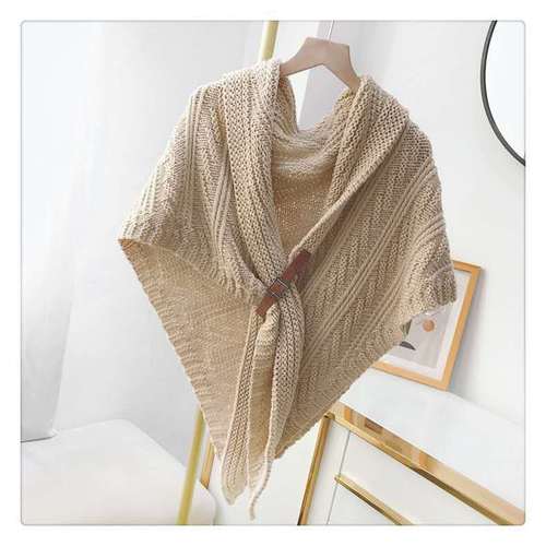 Spring and Autumn Korean Fashion Versatile Knitted Shawl Leather Buckle Style Summer Air-conditioned Room Shoulder Guard Neck Guard Cape Warm Scarf