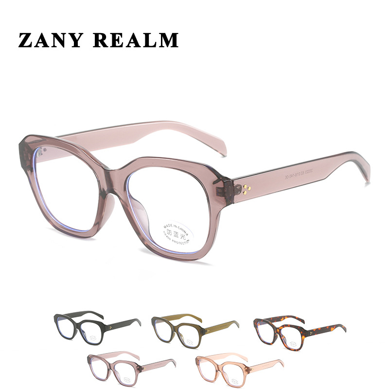 Nuevo estilo coreano retro ojo de gato marco grande anti-azul gafas de luz cara redonda versátil beige uñas marco negro gafas de Marco liso fabricante