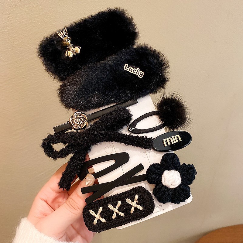 Accesorios para el cabello para niños, café con leche, horquilla, otoño e invierno, nuevas niñas, sin daño, horquilla de felpa, lindo sombrero de clip lateral para bebé