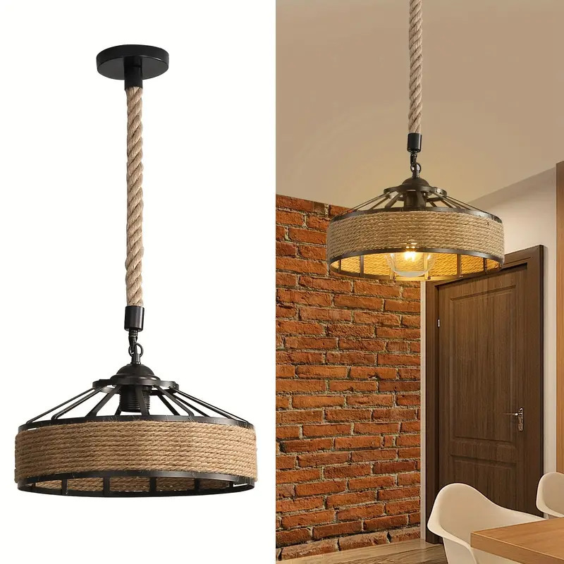 Vintage industrial style Mongolian yurt hemp rope chandelier rattan clothing shop barbecue shop hot pot shop coffee shop preparation