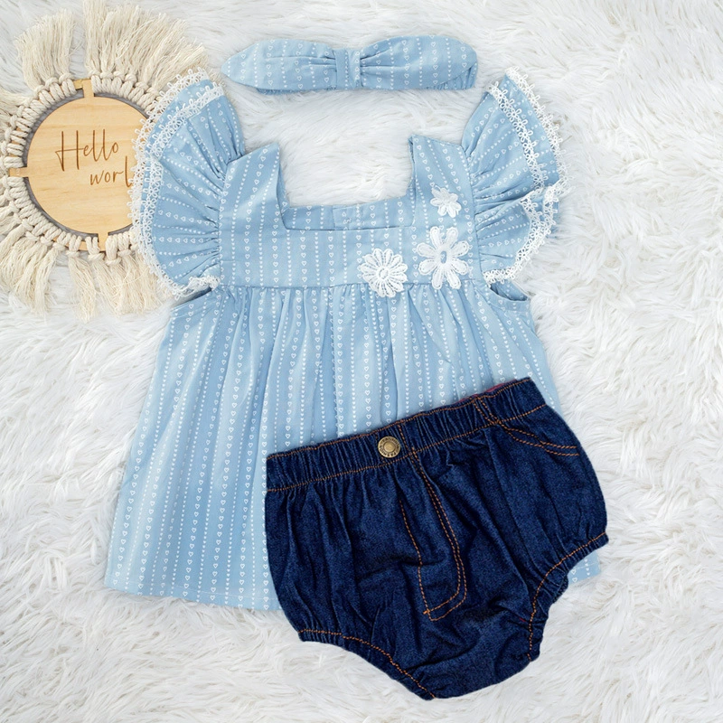 Летний комплект для новорожденных девочек из Европы и Америки, топ-жилетка на бретелях, цветочные штанишки из ПП, детская одежда, дропшипинг