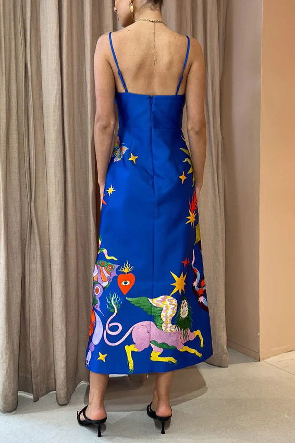 High Waist Waist Line Street Occasion Slim Fit Type Wholesale Women's Sexy Printing Printing Street Sleeveless Strap Dress
