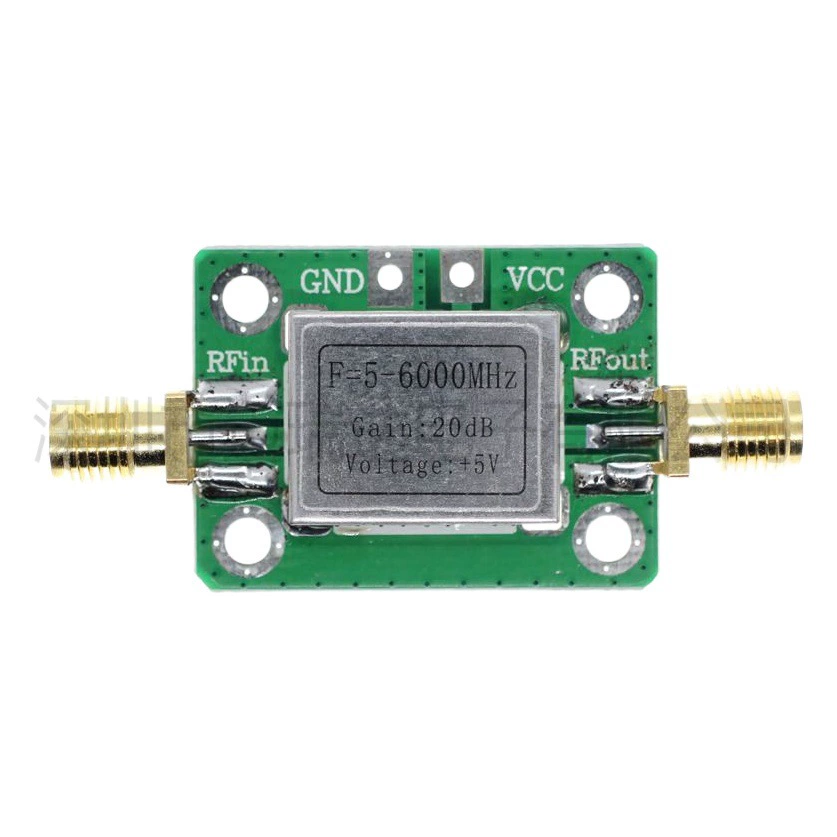 ВЧ сверхширокополосный усилитель средней мощности (5 м-6 ГГц, усиление 20 дБ) с экранирующей оболочкой