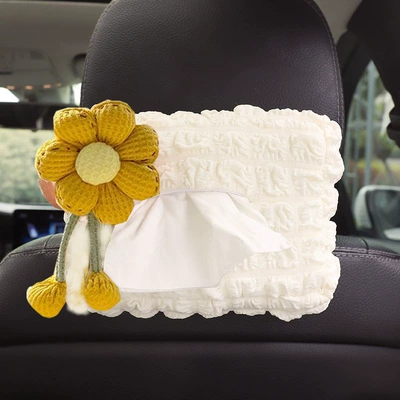 Decoration Accessories, Car Tissue – Car tissue box/set - puff-tissue-box-yellow-waffle-flower