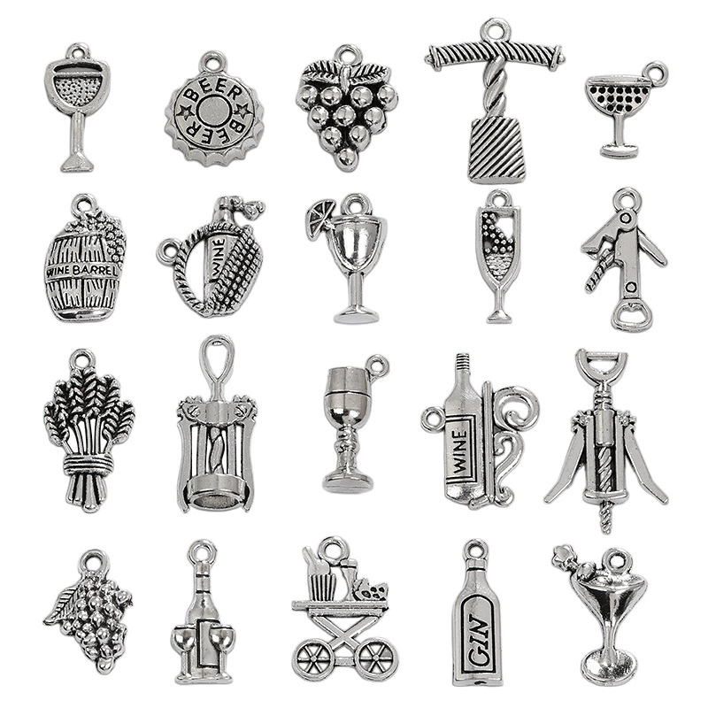 DIY ретро ювелирные аксессуары из цинкового сплава, бокал для вина, красное вино, подвеска в виде винограда, прямая продажа с фабрики A800874