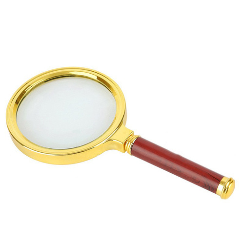 80mm magnifying glass, handheld magnifying glass for the elderly, high-end imitation mahogany handle, 10x magnifying glass