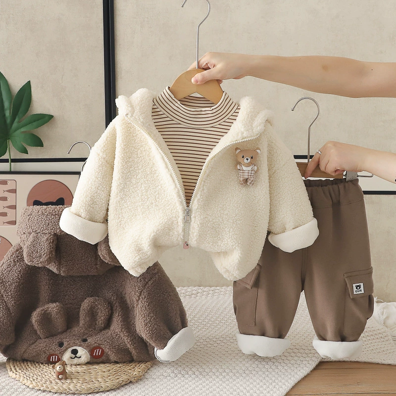 Chinese Boys Fleece Winter Clothing Set