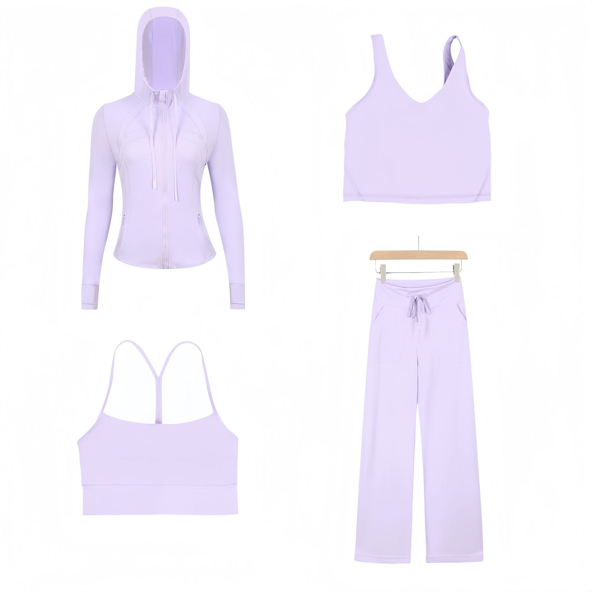 Dames sportset 4-delig slim fit met capuchon jack en broek_voghion.com