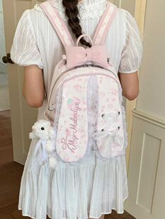 Rabbit, capacious backpack, universal shoulder bag, with embroidery, for students