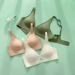 633 Deep V Seamless Nude Underwear Women's Hollow Mesh Ultra-Thin Cup One-piece Wireless Soft Support Sleeping Bra