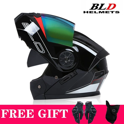 Full-Face Helmets, Electric Vehicle Helmets, Motosiklet kaskı (dəbilqə) - bright-black-flowers-color-lenses-come-with-mask-gloves-s55-56