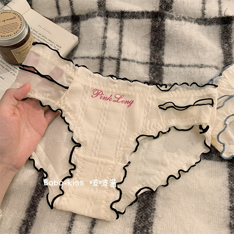 Japanese Style Pure Desire Girls' Style Underwear Women's Pure Cotton Cotton Crotch Breathable 2024 New Mid-Waist Hollow-Out Sexy Briefs