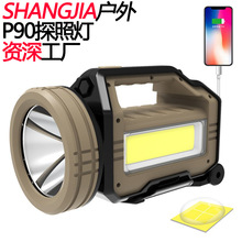 跨境新款P90强光手提灯 多角度调节充电野营灯户外多功能探照灯
