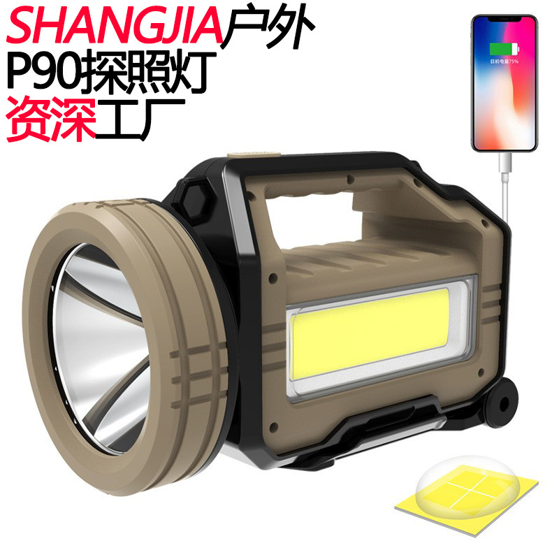 Transfronterizo nuevo P90 luz fuerte lámpara portátil multi-ángulo ajustable carga camping lámpara al aire libre multifuncional reflector