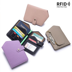 新しい本革多機能超薄型 RFID パスポートバッグ女性のチケットホルダーポータブルパスポートドキュメントバッグマルチカードスロットカードホルダー