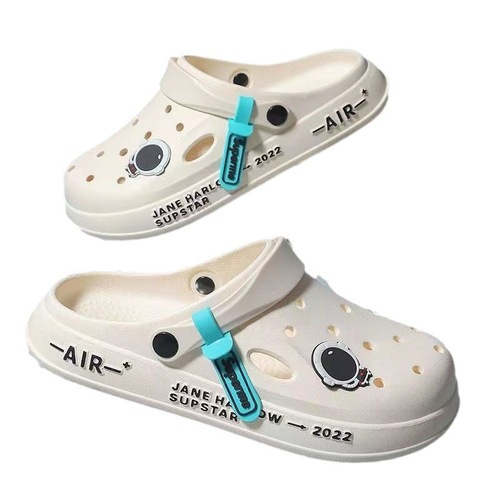 Step-on Sensation Men's Summer Holes Shoes Breathable Outdoor Wear Thick Sole Anti-slip Perforated Hiking Beach Casual Slippers