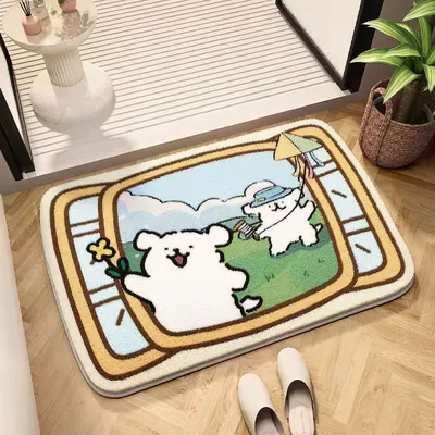 Line puppy skin-friendly imitation, Avtomobil döşəmə paspasları - two-puppies-picking-flowers-4060cm-imitation-cashmere