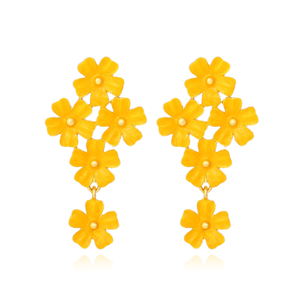 1 Pair Casual Sweet Flower Enamel Zinc Alloy Drop Earrings display picture 1