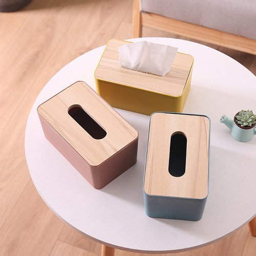 Japanese minimalist wooden lid tissue box, solid wood napkin box, creative home dining room living room coffee table desk tissue storage