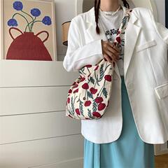 13165 夏季大容量通勤單肩包包女新款大學生上課帆布包斜挎腋下包