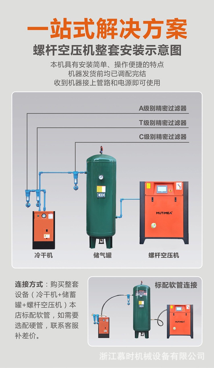 Permanent magnet variable frequency screw air compressor 7.5kw 15kw industrial grade 380v energy-saving air pump air compressor
