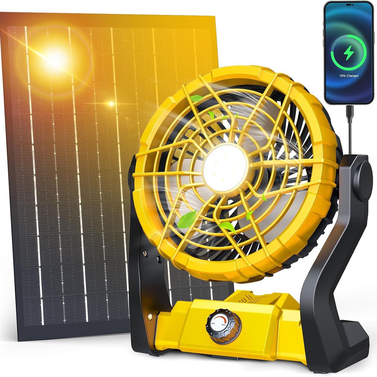 Travel air fan solar-powered for camping