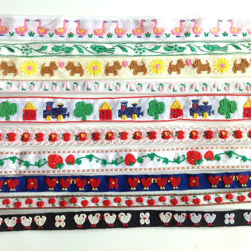 Accesorios hechos a mano cinta zakka algodón lindo dibujos animados bordado de frutas encaje tela tela tocado ropa de bebé