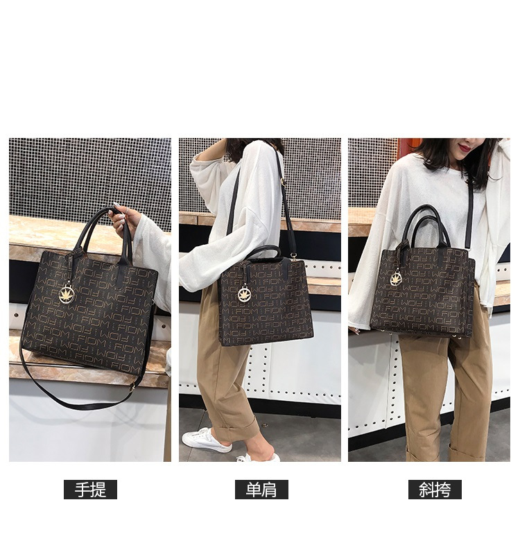 New European and American cross-border fashion women's bag three-piece set, mother-and-child bag, versatile, large-capacity crossbody single-shoulder bag Specification drawing