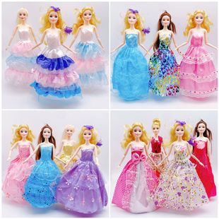 30cm doll dress wedding dress 11 inch Foreign Princess trailing dress evening dress girl toy half bag large skirt wholesale