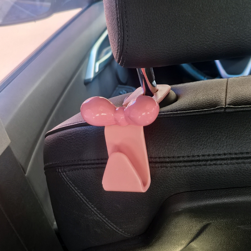 Dopamina bowknot respaldo de la silla del coche gancho trasero almacenamiento en el coche rosa coche cosas buenas regalo nuevo coche mujer