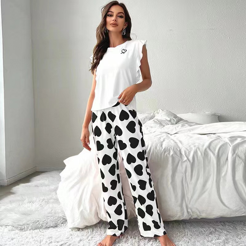 ChicShe 2025 New Cross-Border European American Style T-Shirt And Pants Casual Comfortable Women's Pajamas Homewear Set Suitable_voghion.com