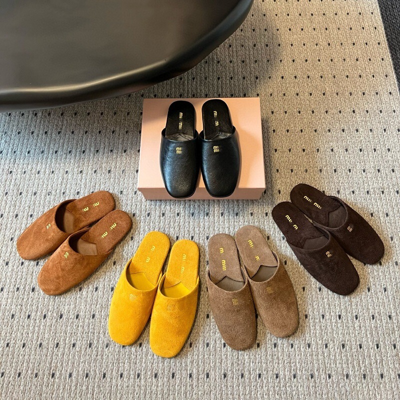 Light Luxury Miu ~ Casual Joker Retro Flat Bottom Baotou Slippers Women's Simple Lazy Slip-on Mueller Half Slippers