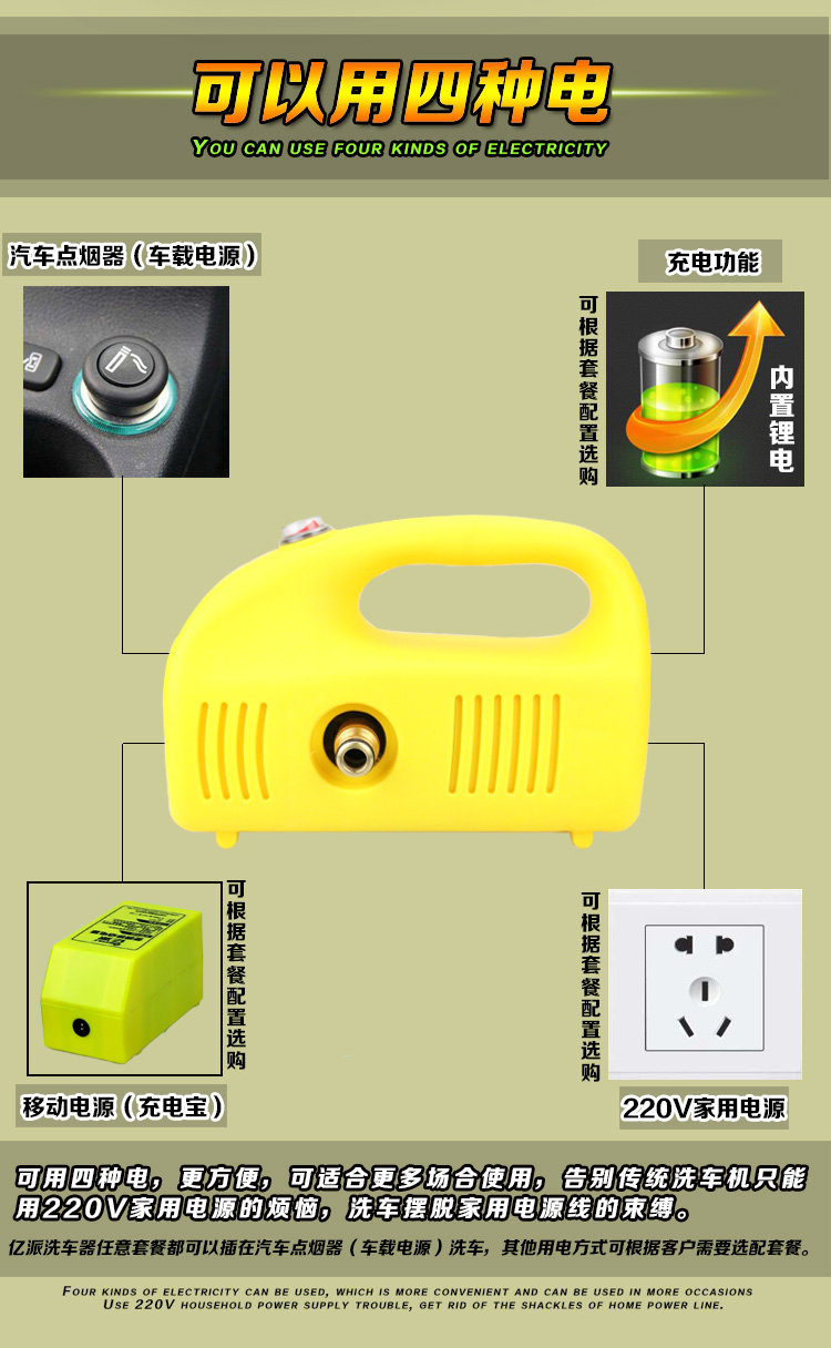 Car Washer Lithium Battery High Pressure Water Gun Portable Cordless