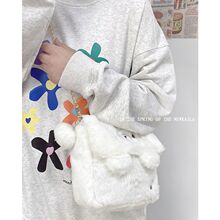 秋冬可爱小熊毛绒小包包女2022新款日系卡通少女心毛毛手机斜挎包