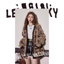 妖精的口袋长款毛衣开衫女2025冬季新款宽松仿马海毛美拉德上衣