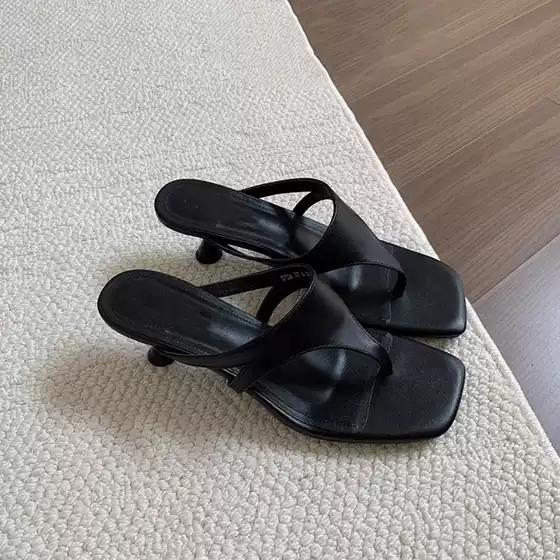 In Stock~Stylish Genuine Leather Hollow-Out High Heels for Women, Chic Open-Toe Commuter Toe-Clip Sandals