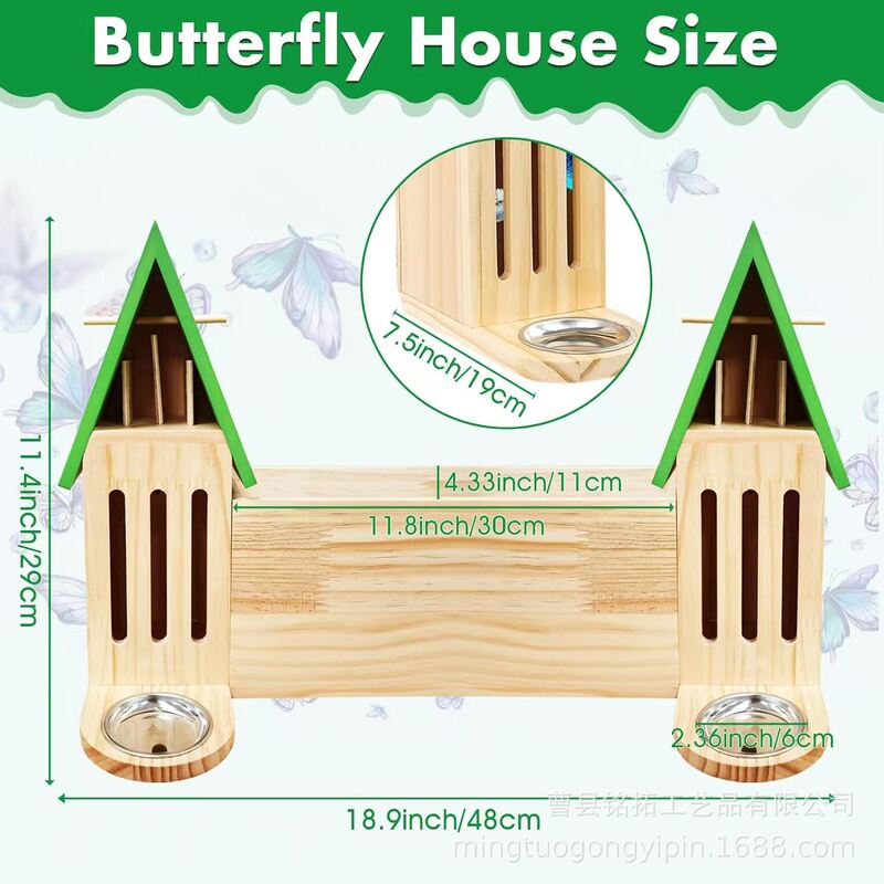 木製蝶の餌箱屋外吊り下げ庭昆虫蜂ハウス飼育ハウス天然蝶の生息地|undefined