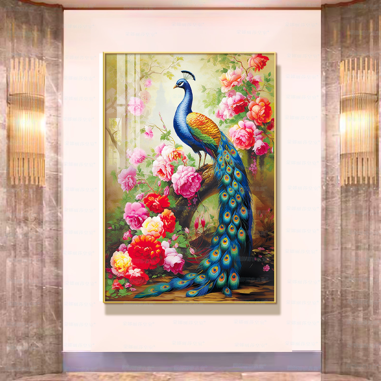 Mona Lisa real bordado elegante pavón nuevo estilo chino auspicioso salón hermosa decoración bordada a mano image 2